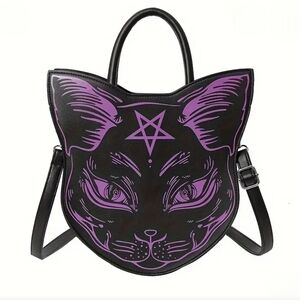 Black and Purple Cat-Shaped Women's Purse